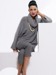 Grey cowl neck sweater &pound;30 (45 Euros). Grey crop trousers &pound;35 (51 Euros). Accessories from a selection at Wallis.